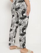j&x Pantaloni Alb-Negru cu Talie Înaltă cu Buzunare cu Imprimeu Floral Givona