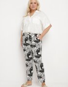 j&x Pantaloni Alb-Negru cu Talie Înaltă cu Buzunare cu Imprimeu Floral Givona