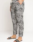 j&x Pantaloni Alb-Negru Regular cu elastic în talie și decolteu abstract Cleava