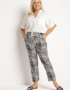 j&x Pantaloni Alb-Negru Regular cu elastic în talie și decolteu abstract Cleava