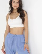 j&x Pantaloni Albaștri cu elastic încrețit în talie și șnur din Viscoză Honori