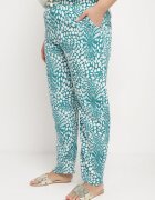 j&x Pantaloni Albaștri Regular cu Elastic în Talie și Decolteu Abstract Cleava