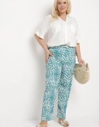 j&x Pantaloni Albaștri Regular cu Elastic în Talie și Decolteu Abstract Cleava