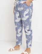 j&x Pantaloni Albastru-Alb cu talie înaltă cu buzunare cu imprimeu floral Givona