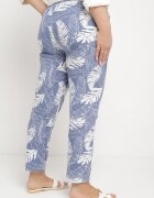 j&x Pantaloni Albastru-Alb cu talie înaltă cu buzunare cu imprimeu floral Givona