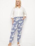 j&x Pantaloni Albastru-Alb cu talie înaltă cu buzunare cu imprimeu floral Givona