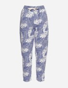j&x Pantaloni Albastru-Alb cu talie înaltă cu buzunare cu imprimeu floral Givona