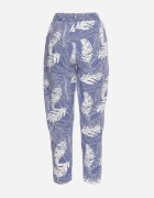 j&x Pantaloni Albastru-Alb cu talie înaltă cu buzunare cu imprimeu floral Givona
