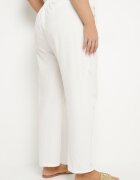 j&x Pantaloni Albi Clasici din bumbac cu elastic în talie Olozi