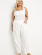 j&x Pantaloni Albi Clasici din bumbac cu elastic în talie Olozi