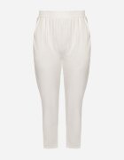 j&x Pantaloni Albi Clasici din bumbac cu elastic în talie Olozi
