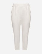 j&x Pantaloni Albi Clasici din bumbac cu elastic în talie Olozi