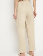 j&x Pantaloni Bej de Bumbac cu Talie Înaltă Vivivara