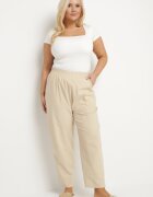 j&x Pantaloni Bej deschis Clasici din bumbac cu elastic în talie Olozi