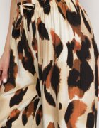 j&x Pantaloni Bej din Viscoză cu Croi Larg cu Talie Înaltă Leopard Zelmara