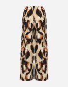 j&x Pantaloni Bej din Viscoză cu Croi Larg cu Talie Înaltă Leopard Zelmara