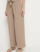 j&x Pantaloni bej închis cu croială largă cu talie înaltă și legătură în talie Reithessa