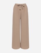 j&x Pantaloni bej închis cu croială largă cu talie înaltă și legătură în talie Reithessa