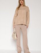 j&x Pantaloni căptușiți tricotați cu croială largă bej Miorea