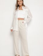 j&x Pantaloni clasici bej din in și viscoză Saralirae