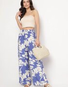 j&x Pantaloni de viscoză albaștri cu croi larg cu talie înaltă cu imprimeu floral Neorilia