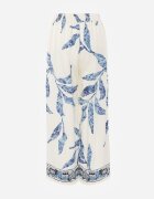 j&x Pantaloni din viscoză largi cu motiv floral Casual Nelinore Crem cu albastru