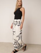 j&x Pantaloni din viscoză largi cu motiv floral Casual Nelinore Crem cu negru