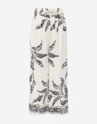 j&x Pantaloni din viscoză largi cu motiv floral Casual Nelinore Crem cu negru