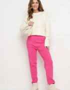 j&x Pantaloni Fuchsia din bumbac cu talie înaltă și șnur în talie Venerithra