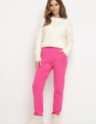 j&x Pantaloni Fuchsia din bumbac cu talie înaltă și șnur în talie Venerithra