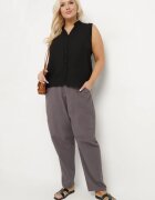 j&x Pantaloni Gri Clasici din Bumbac cu Elastic în Talie Olozi