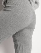 j&x Pantaloni Gri din Tricot Rebriați cu Croi Larg cu Elastic în Talie Emalindrae