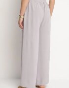 j&x Pantaloni Gri Larghi din Bumbac Decorați cu Legătură Rosadira