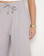 j&x Pantaloni Gri Larghi din Bumbac Decorați cu Legătură Rosadira