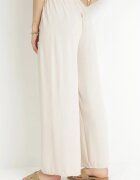 j&x Pantaloni Largi Bej deschis cu Cordon din material și Elastic în talie Dellisa
