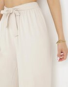 j&x Pantaloni Largi Bej deschis cu Cordon din material și Elastic în talie Dellisa