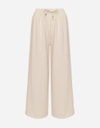 j&x Pantaloni largi bej deschis din bumbac decorați cu legătură Rosadira