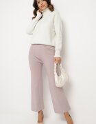 j&x Pantaloni largi mov deschis cu talie înaltă și bandă elastică în talie decorate cu strasuri Saviane