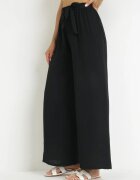 j&x Pantaloni Largi Negri cu curea de material și bandă elastică în talie Dellisa