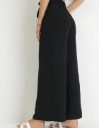 j&x Pantaloni Largi Negri cu curea de material și bandă elastică în talie Dellisa