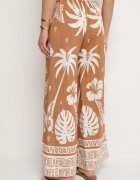 j&x Pantaloni Maro cu Imprimeu Tropical și cu Picioare Largi Emivelli