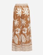 j&x Pantaloni Maro cu Imprimeu Tropical și cu Picioare Largi Emivelli