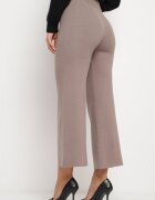 j&x Pantaloni maro deschis largi cu talie înaltă și elastic în talie decorați cu strasuri Saviane