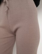 j&x Pantaloni maro deschis largi cu talie înaltă și elastic în talie decorați cu strasuri Saviane