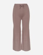j&x Pantaloni maro deschis largi cu talie înaltă și elastic în talie decorați cu strasuri Saviane
