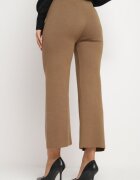 j&x Pantaloni Maro deschis Largi cu talie înaltă și elastic în talie decorați cu Zirconii Saviane