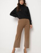j&x Pantaloni Maro deschis Largi cu talie înaltă și elastic în talie decorați cu Zirconii Saviane