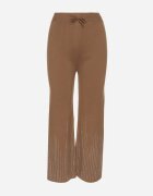 j&x Pantaloni Maro deschis Largi cu talie înaltă și elastic în talie decorați cu Zirconii Saviane