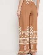 j&x Pantaloni Maro din Viscoză cu Croială Largă cu Model Etnic Mileldi