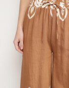 j&x Pantaloni Maro din Viscoză cu Croială Largă cu Model Etnic Mileldi